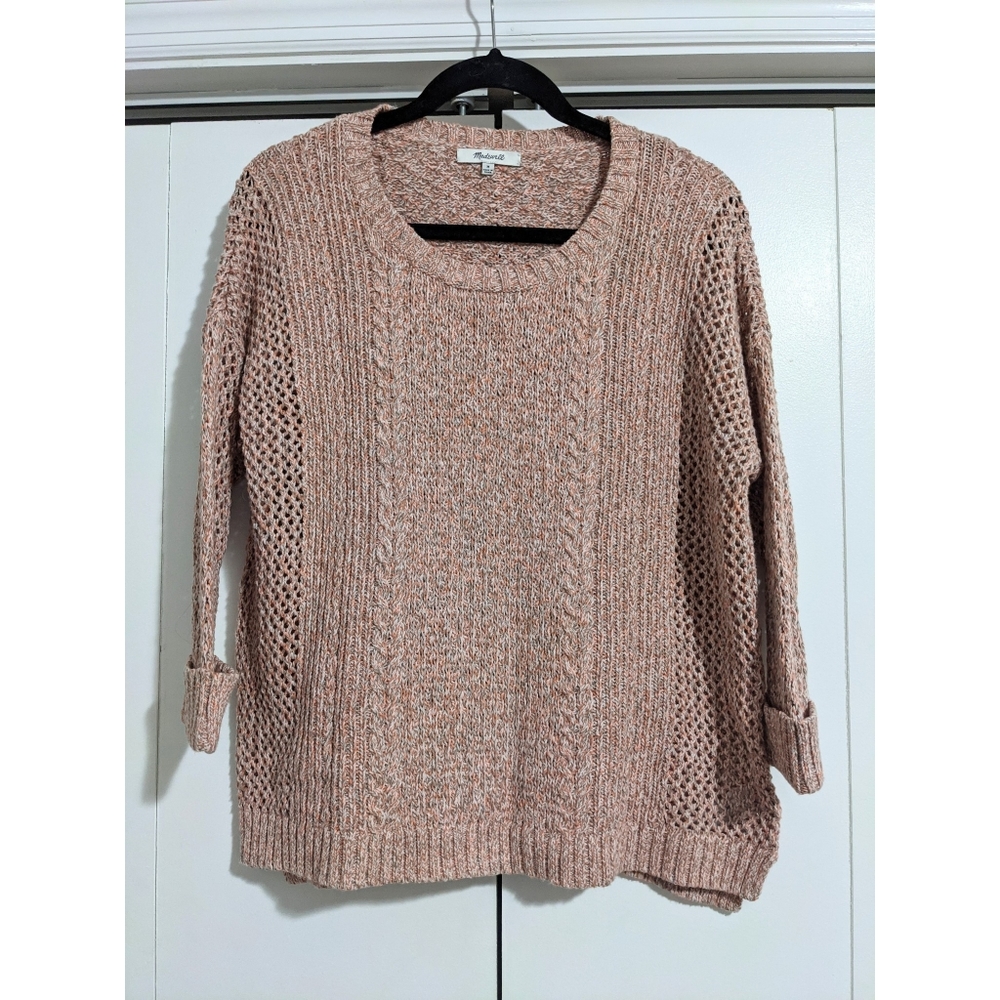 Madewell Pink Marled Plaza Pullover Sweater Size M